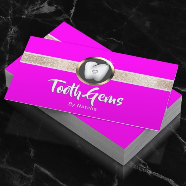 Tooth Gems Teeth Whitening Dental Crystal Salon Business Card (Creator Uploaded)