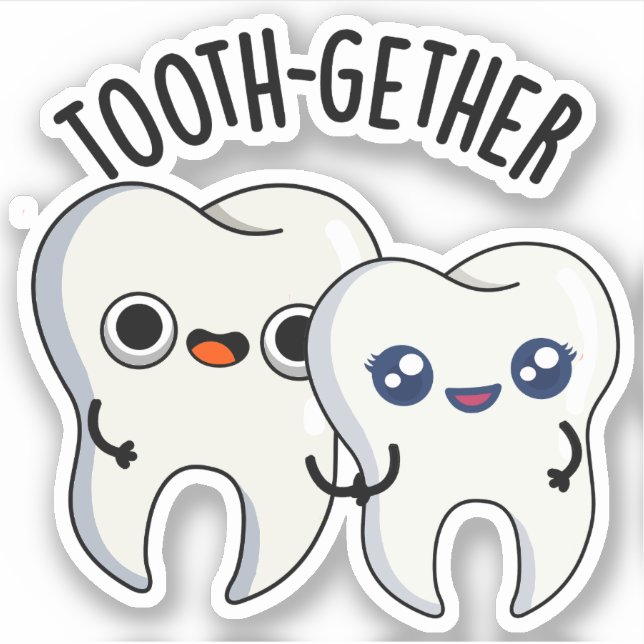 Tooth-gether Funny Tooth Pun  Sticker (Front)