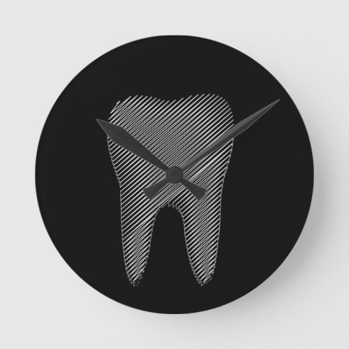 Tooth graphic for dentist round clock