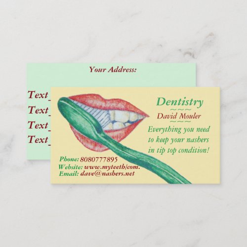 tooth hygienist teeth and mouth dentist business card