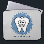 Tooth Laptop Sleeve<br><div class="desc">Cute little tooth great for dentist, dental assistants, students and tooth fairies. Personalize it with your name or remove the text.</div>