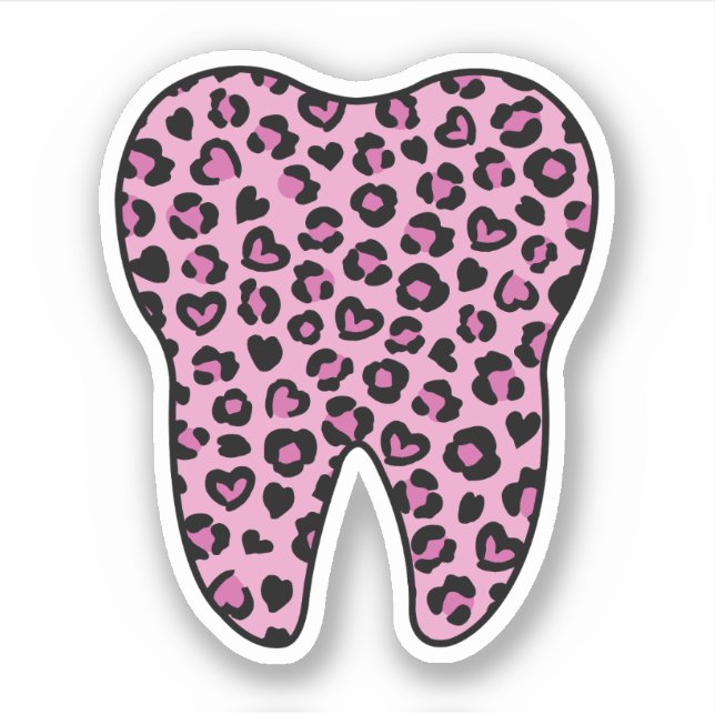 Tooth Leopard Print, Gift for Dental Assistant Sticker (Front)