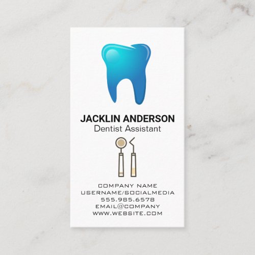 Tooth Logo  Dental Tools Business Card