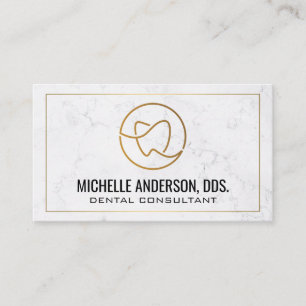 Tooth Logo   Marble Business Card