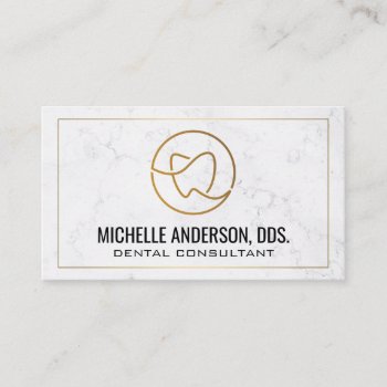 Tooth Logo | Marble Business Card by lovely_businesscards at Zazzle