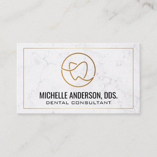 Tooth Logo  Marble Business Card