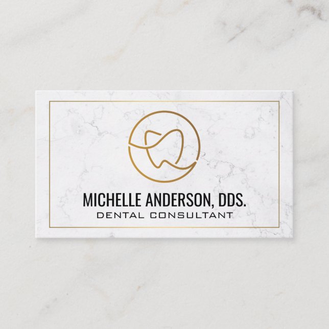 Tooth Logo | Marble Business Card (Front)