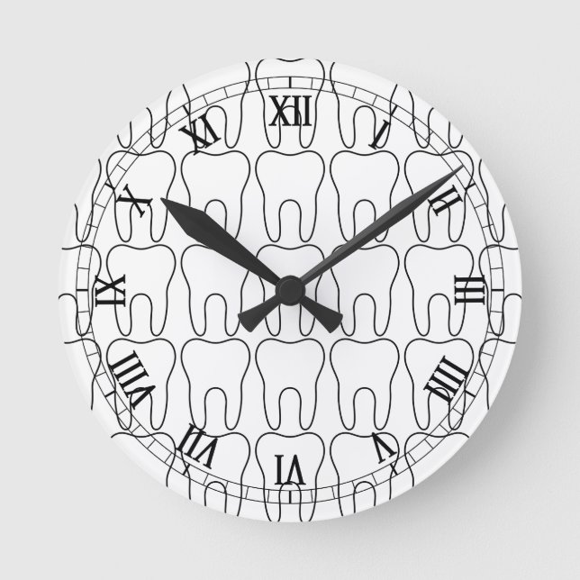 Tooth O'Clock Classic Roman Numerals Round Clock (Front)