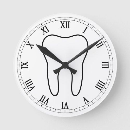 Tooth OClock Classic Roman Numerals Round Clock