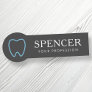 Tooth outline dark gray dentist dental clinic name tag