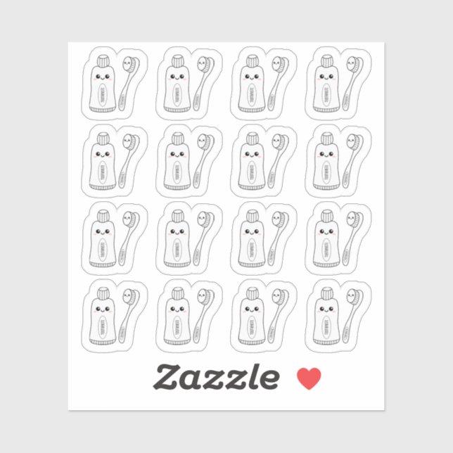 Tooth Paste Brush Dental Care Reminder Planner Sticker (Sheet)