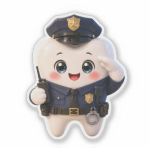 Tooth Police Officer Die-Cut Sticker