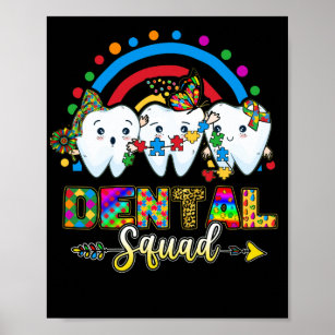Tooth Puzzle Autism Day Dental Squad Hygienist Poster