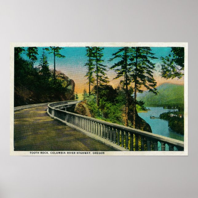Tooth Rock on Columbia RiverColumbia River, OR Poster (Front)