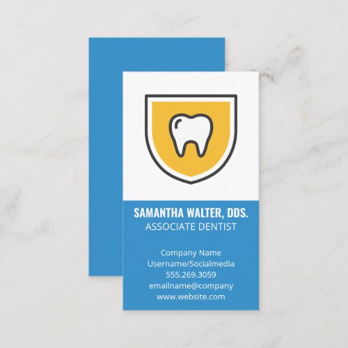 Tooth Shield Icon  Associate Dentist Business Card