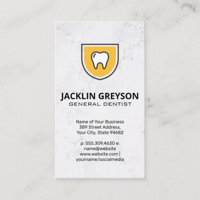 Tooth Shield Icon | Dental Business Card (Front)