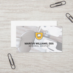 Tooth Shield Icon   Dentist Office Business Card