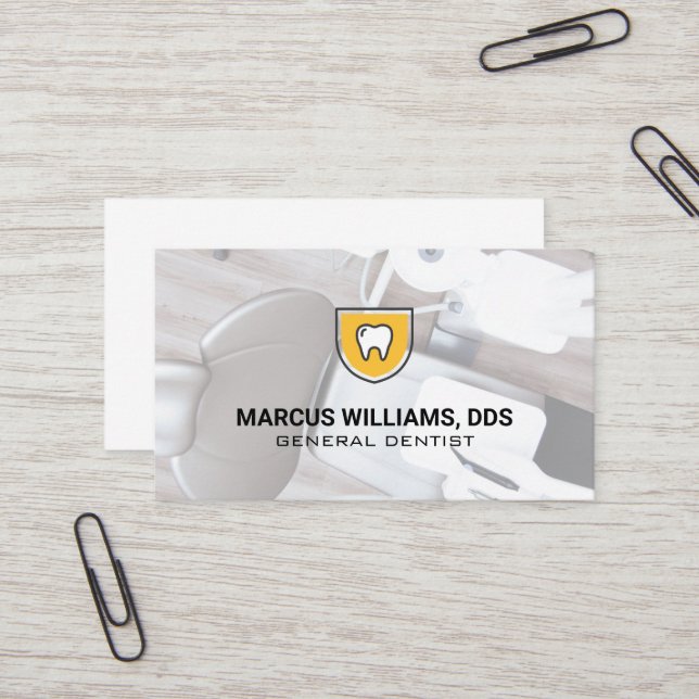 Tooth Shield Icon | Dentist Office Business Card (Front/Back In Situ)