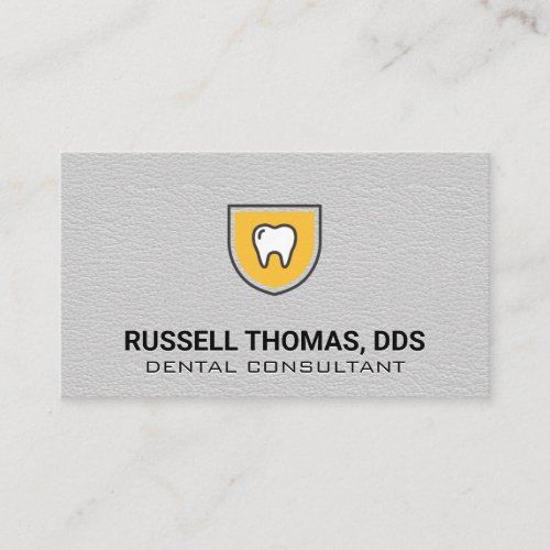 Tooth Shield Logo  Leather Texture Business Card