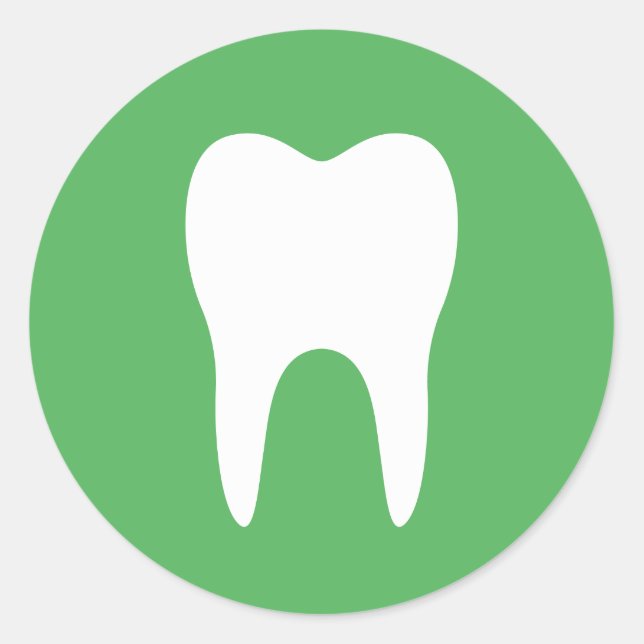 Tooth silhouette green dentist dental sticker (Front)