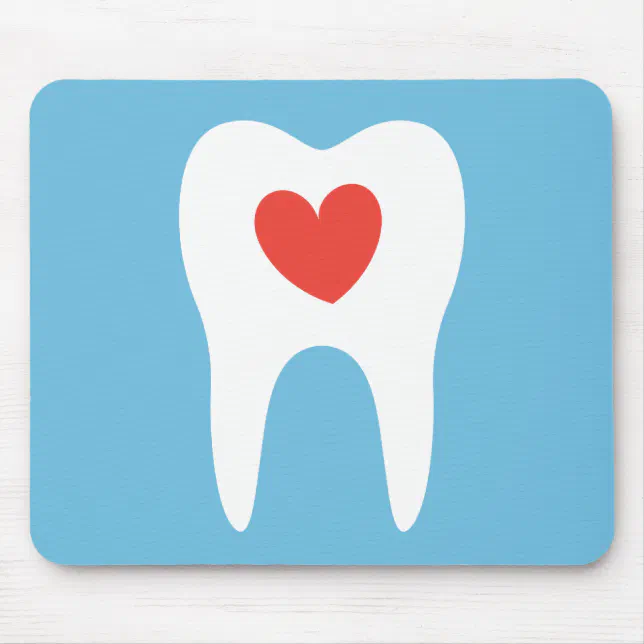 Tooth silhouette love heart dentist dental mouse pad Zazzle