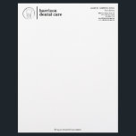 Tooth Sketch Logo Black/White Dentist Letterhead<br><div class="desc">A drawing of a tooth encased in a circle creates a unique logo and identity on this creative letterhead template for dentists and dental professionals. Original art and design © 1201AM Design Studio | www.1201am, com</div>