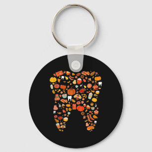 Tooth Teeth Happy Fall Y'all Dental Dentist Thanks Keychain