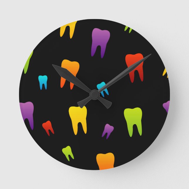 Tooth wallpaper for dentist round clock (Front)
