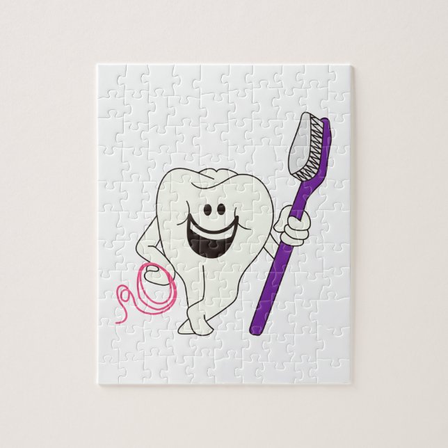 Tooth with Brush Jigsaw Puzzle (Vertical)