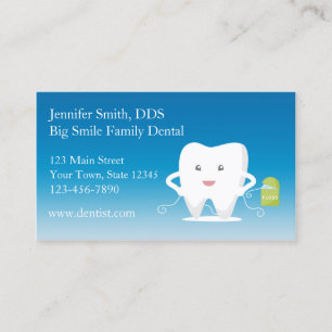 Tooth with Floss, Dentist Business Card