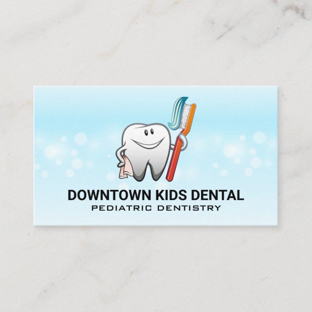Tooth with Toothbrush | Dental Business Card (Front)