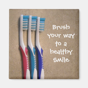 Toothbruses with Dental Saying Magnet