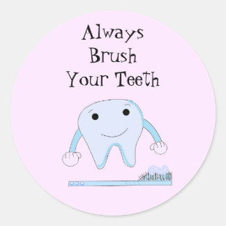 Toothbrush and Tooth Cute Dental Reminder Classic Round Sticker
