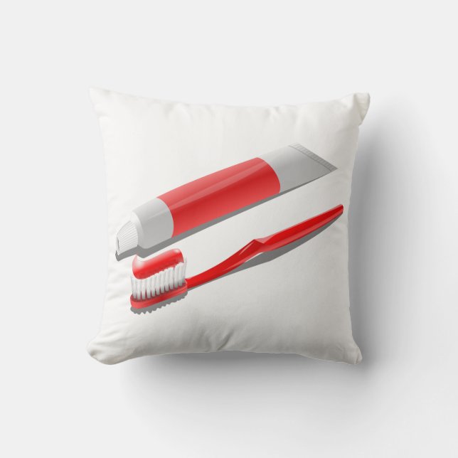 Toothbrush And Toothpaste Throw Pillow (Front)