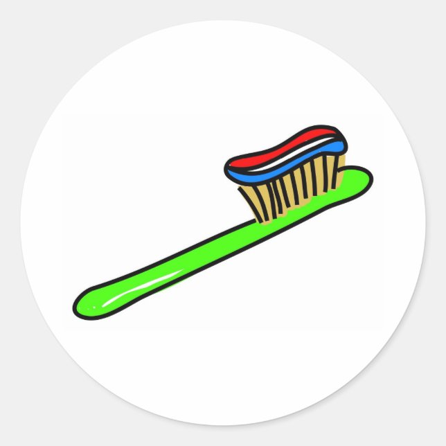 Toothbrush Classic Round Sticker (Front)