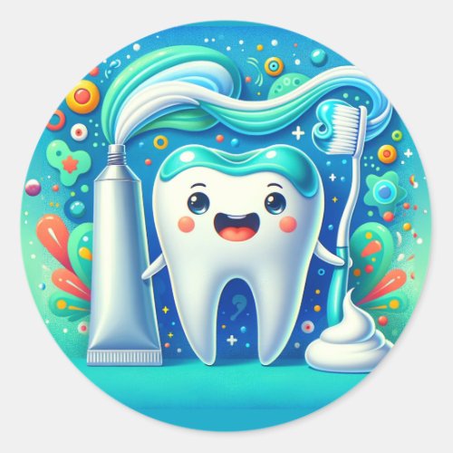 Toothbrush Dental Dentist Classic Round Sticker