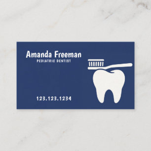 Toothbrush Over Tooth Blue Pediatric Dentist Appointment Card