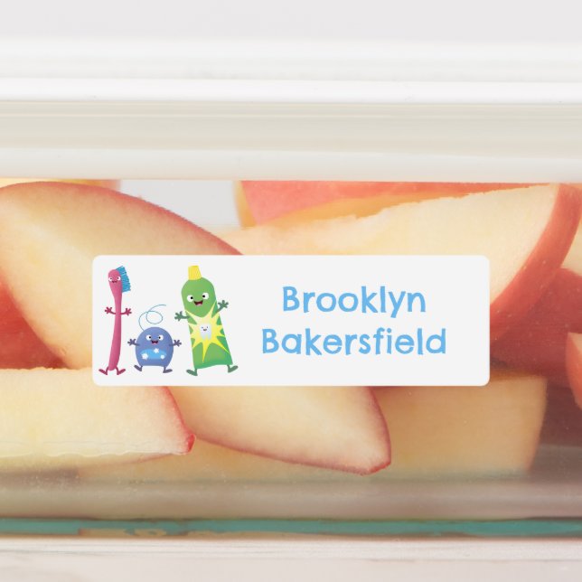 Toothbrush toothpaste dental floss personalized labels (Affixed)