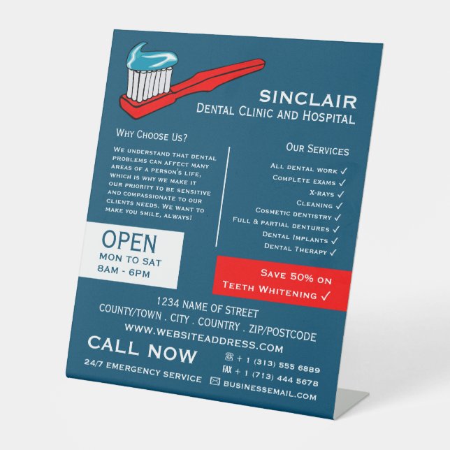 Toothbrush & Toothpaste, Dentistry, Dentist Advert Pedestal Sign (Front)