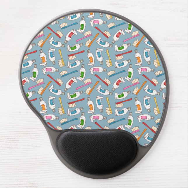 Toothbrush & Toothpaste Pattern Gel Mouse Pad (Front)