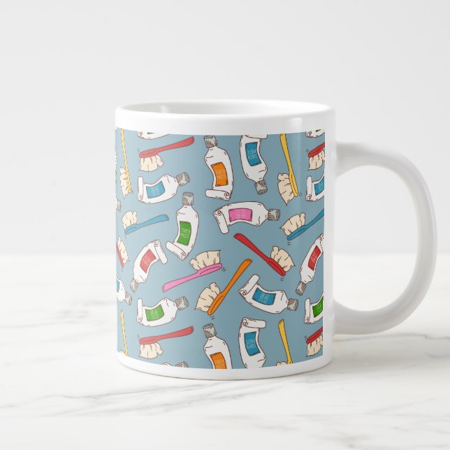 Toothbrush & Toothpaste Pattern Giant Coffee Mug (Right)