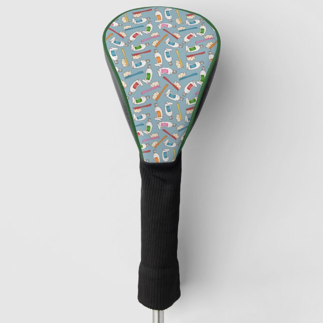 Toothbrush & Toothpaste Pattern Golf Head Cover (Front)