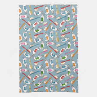 Toothbrush & Toothpaste Pattern Kitchen Towel