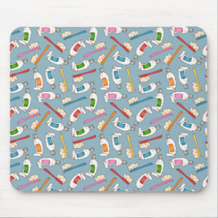 Toothbrush & Toothpaste Pattern Mouse Pad