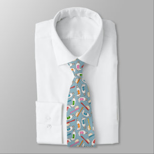 Toothbrush & Toothpaste Pattern Neck Tie