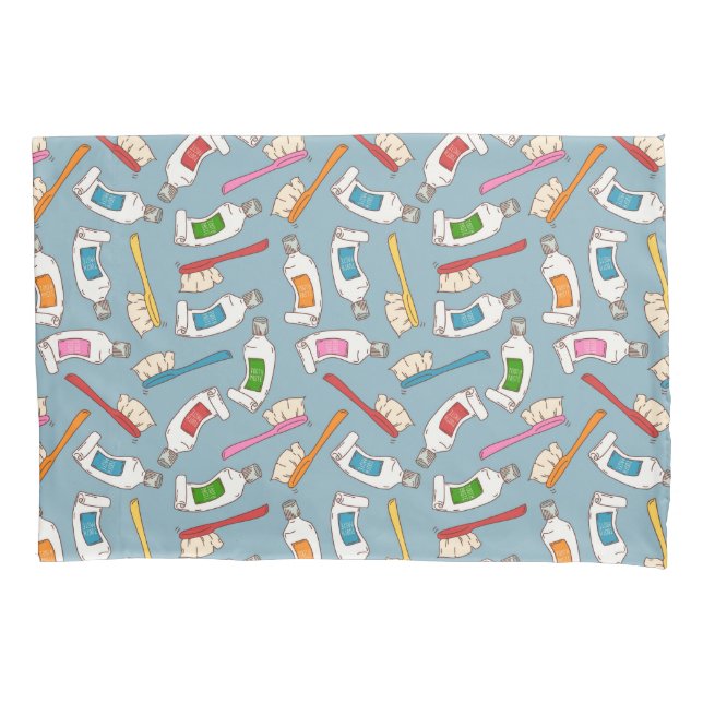 Toothbrush & Toothpaste Pattern Pillow Case (Front-Left)