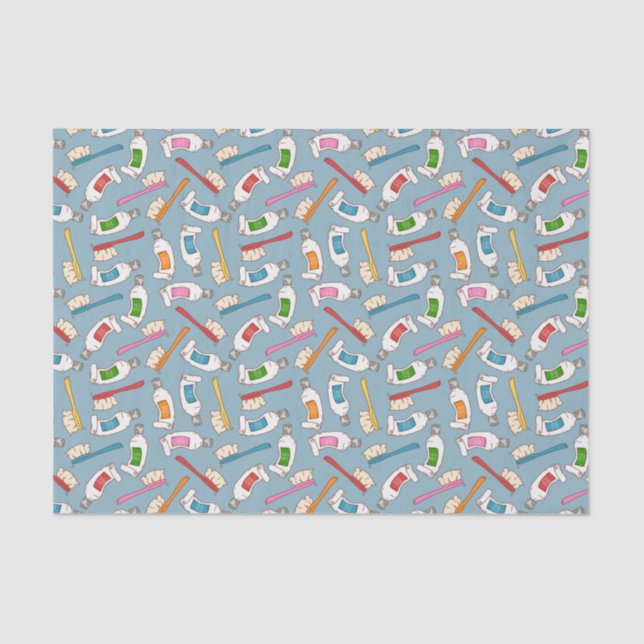 Toothbrush & Toothpaste Pattern Tissue Paper (Front)