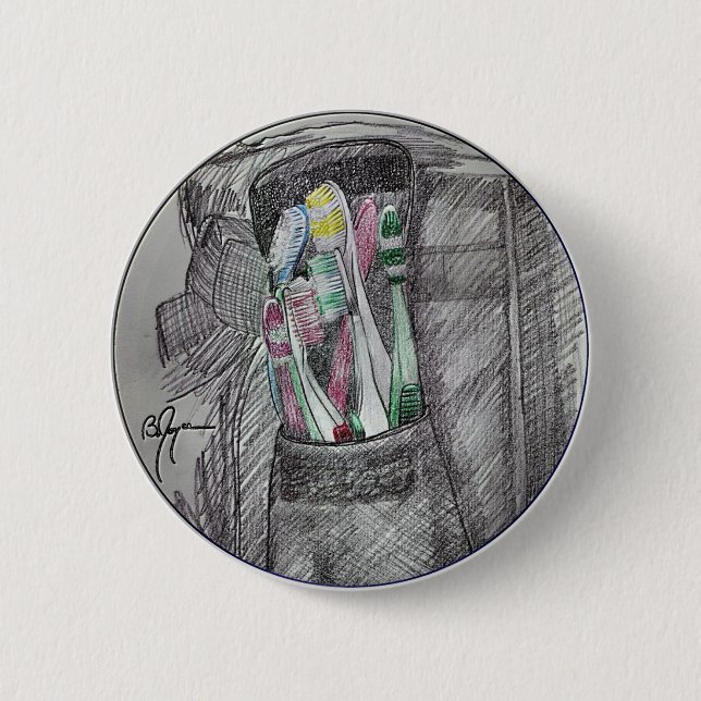 Toothbrushes 2 pinback button (Front)