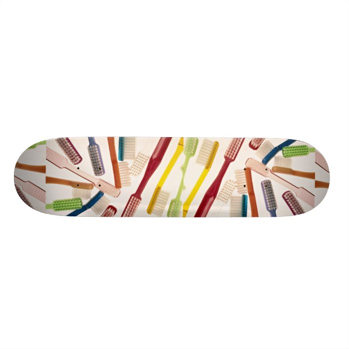 Toothbrushes in different colors and shapes custom skateboard