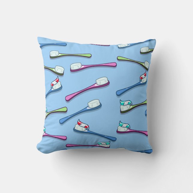 Toothbrushes Throw Pillow (Front)
